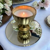 Gold Ceramic Comport with Crystal Sand Candle Wax. 