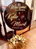 Large Black Acrylic Welcome Board with Gold Easel 