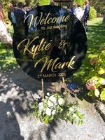 Large Black Acrylic Welcome Board  with gold easel