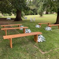Bench Seats, Signing Table, flowers 