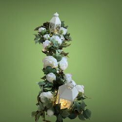 12m White Silk Peony Roses + Greenery Runners