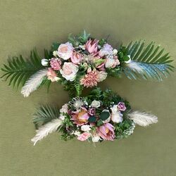 Arbour Flowers   Pink White + Green 