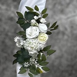 Arbour Flowers   Silk White + Green 