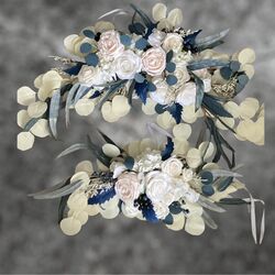 Arbour Flowers - White/Pink Roses with hint of Blue