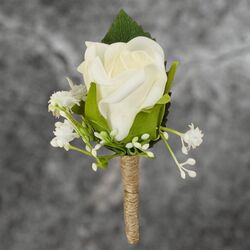 Boutonnière - Ivory with twine 