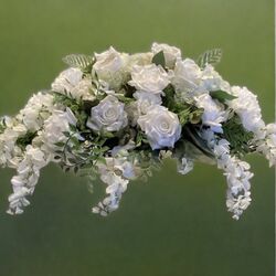 Bridal Table Flowers   White Silk Flower Medium Bowl