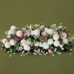 Bridal Table Flowers   White and Pink Silk Roses