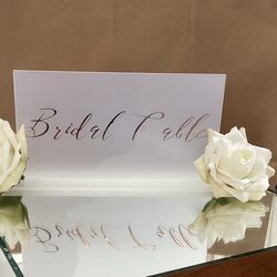 Bridal Table Sign   Frosted Acrylic with Rose Gold 