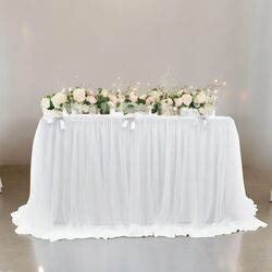Bridal Table Skirt   White Tulle 14m 