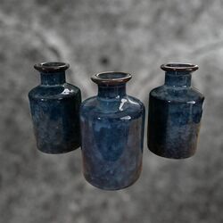 Bud Vase - Blue/Black Ceramic 