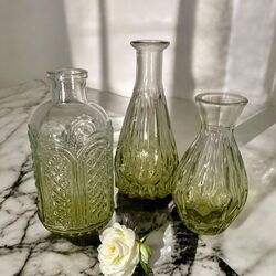 Bud Vases   Green Vintage Style 