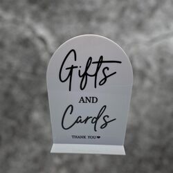 Gifts & Cards Sign - White Acrylic Arch