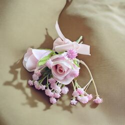 Ceremony Aisle Flowers   Pink Roses with sash 