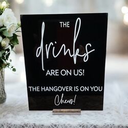 Drinks Sign  Black Acrylic 