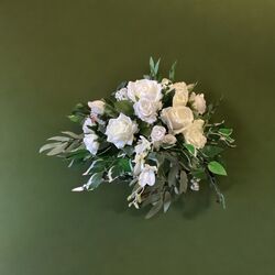 Flower Bowls White Silk Roses with Greenery 