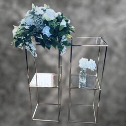 Flower Display Stands - Gold Stand with Two Layers