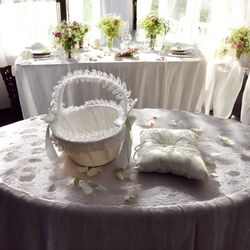 Flower Girl Basket   White with Ring Pillow 