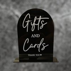 Gifts & Cards Sign - Black Acrylic Arch 