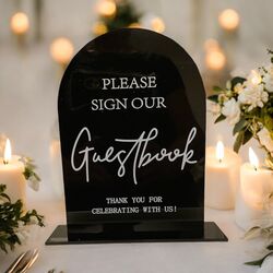 Guestbook Sign   Black Acrylic Arch 