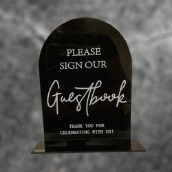 Guestbook Sign   Black Acrylic Arch 