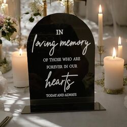 In Loving Memory Sign   Black Acrylic Arch 