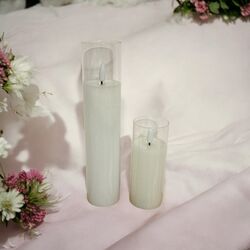 LED Candles in Glass  White 5cmW 