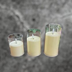 LED Candles in Glass - Ivory 8 cmW