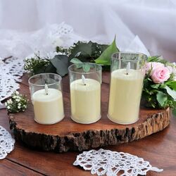 LED Candles in Glass   Ivory 