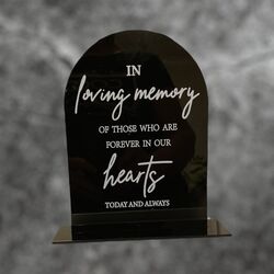 Memorial Table Sign - Black Acrylic Arch 