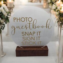 Photo Guestbook Sign   Round Clear Acrylic 