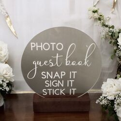 Photo Guestbook Sign   Round Clear Acrylic 