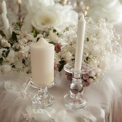 Pillar Candle Holders   Clear Glass Stands 