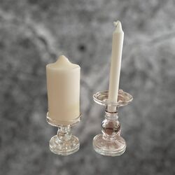 Pillar Candle Holders - Clear Glass Stands 