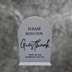 Please Sign our Guestbook - White Acrylic Arch 