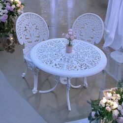 Signing Table   White Cast Aluminium 