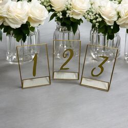 Table Numbers  Acrylic Clear with Gold Numbers 