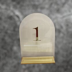 Table Numbers - Clear Acrylic with Gold Number/Stand 