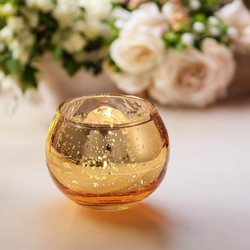 Tea Light Holders   Round Gold