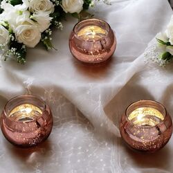 Tea Light Holders   Round Rose Gold 