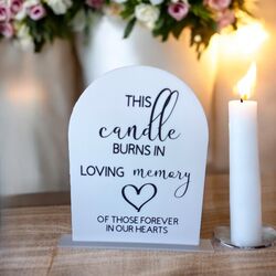 This Candle Burns Sign  White Arch with Black 