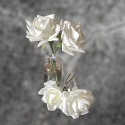 Vase Flowers - 2 x White Roses 