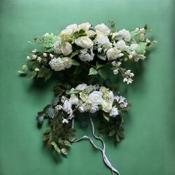 Welcome Board Flowers C Silk White + Green 