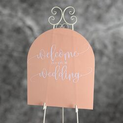 Welcome Board - Pink Acrylic Arch/White